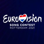 grafika z napisem Eurovision song contest (granatowe tło, niebieski napis)