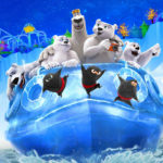 grafika z animacji "Misiek: ekipa na wakacjach" białe misie polarne podróżują na krze lodowej