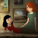 animacja dziewczynka siedzi na łóżko a obok stoi jej mama