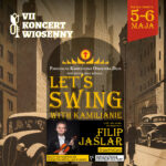 Grafika promująca koncert "Let's swing with Kamilianie & Filip Jaślar"