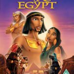 Plakat filmowy przedstawiający rysunkowe postaci ze starożytnego Egiptu