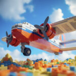 Zdjęcie przedstawia samolot z klocków LEGO